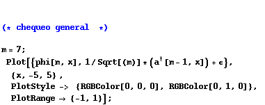 (* chequeo general  *)m = 7 ; Plot[{phi[m, x ... le ->   {RGBColor[0, 0, 0], RGBColor[0, 1, 0]}, PlotRange  {-1, 1}] ;